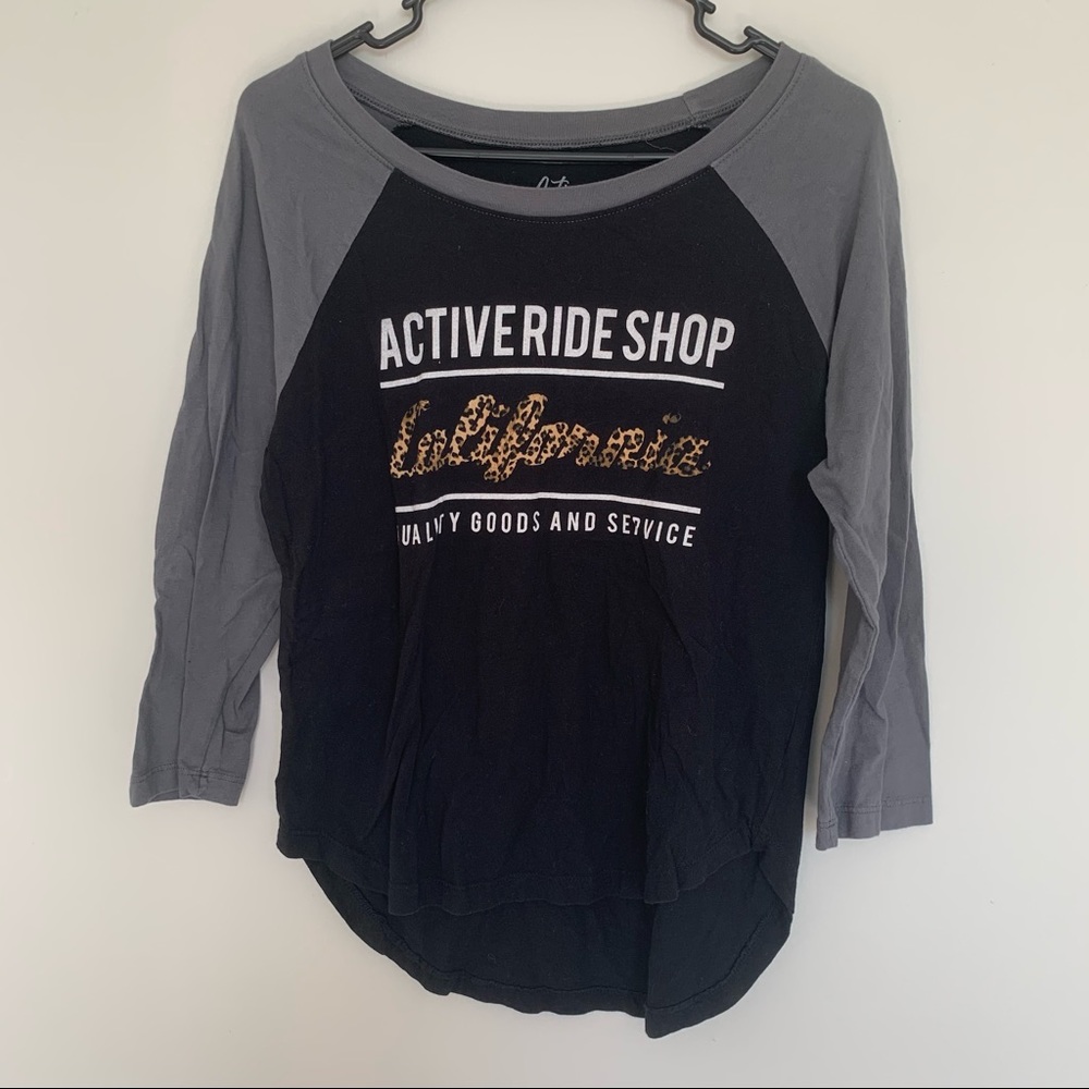 Active cheetah print long sleeve baseball tee